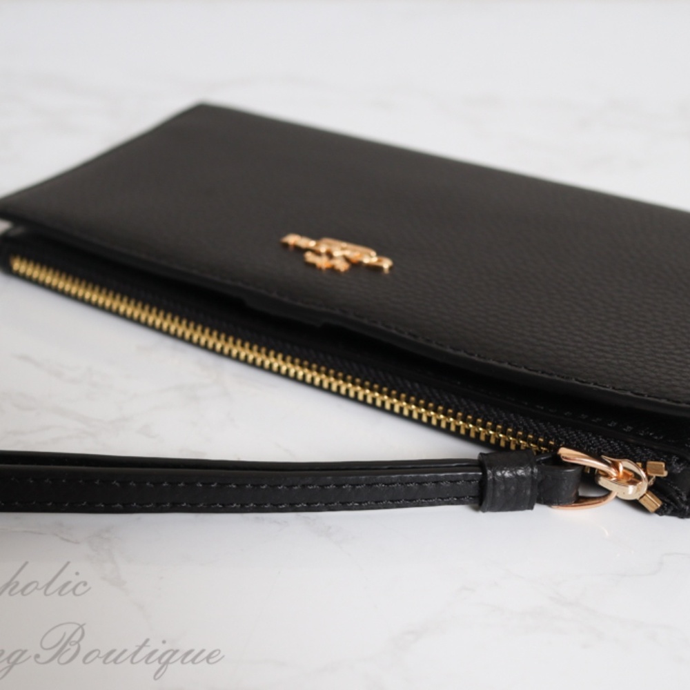 NWT Coach Pebble Leather Long Wallet in Black - Picture 3 of 7